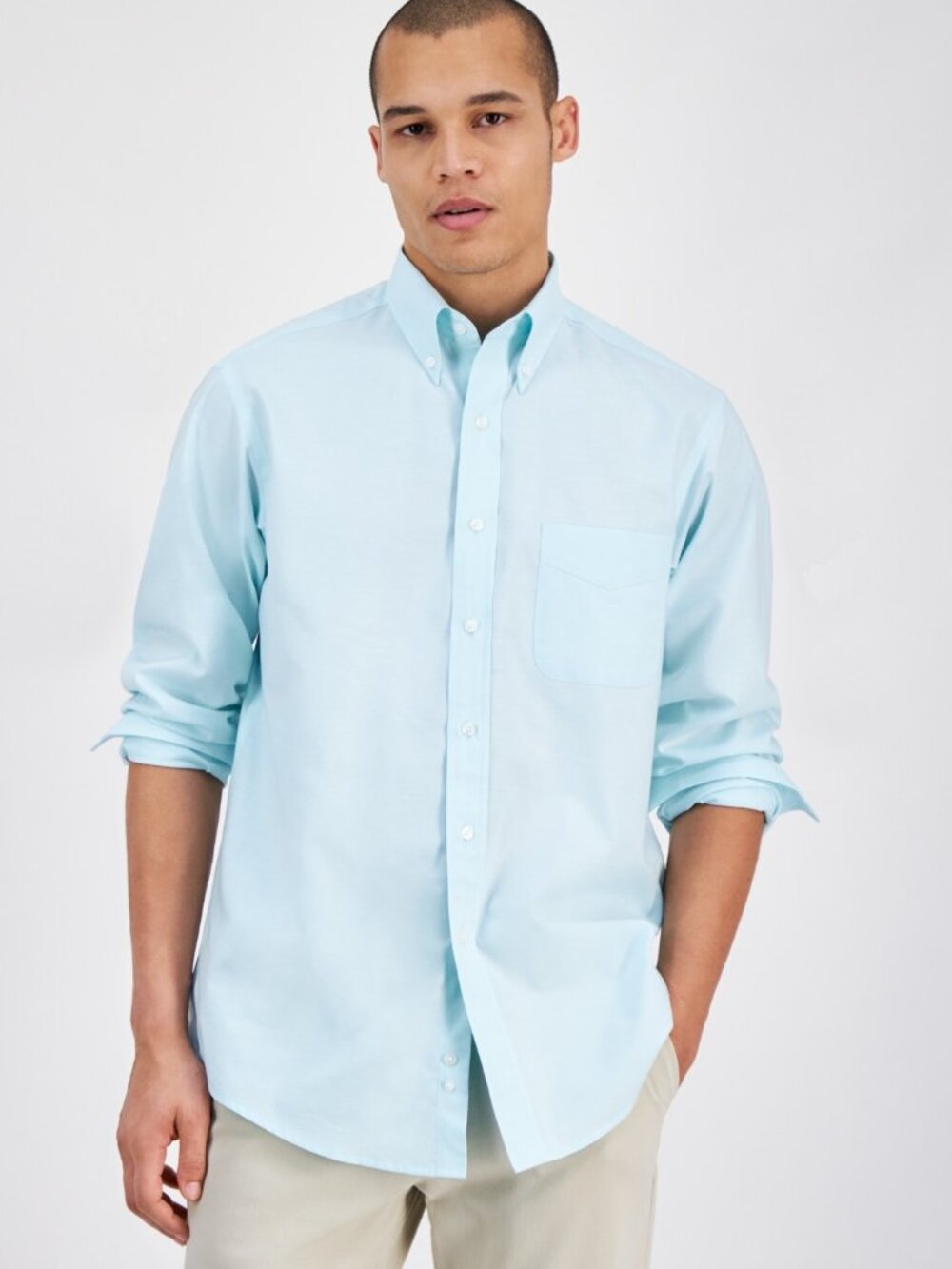 Club Room Men's Regular Fit Pinpoint Dress Shirt, Macy's - Tanager Turq   NWT